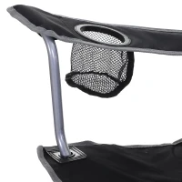 Outsunny 2 Person Folding Camping Chair Oxford Metal Fishing w/ Ice Bag  Cup Holder Black(m-6)