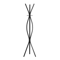 Monarch 72" Contemporary Modern 3-Hook Metal Coat Tree Hanger Rack - Black Finish(m-1)