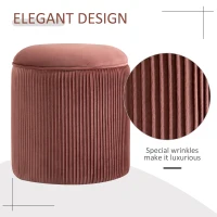 HOMCOM 15'' Small Padded Ottoman Foot Stool with Wrinkle Fabric Design, Thick Sponge Padding and Solid Base, Rose Gold(m-5)
