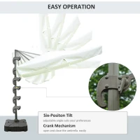 Outsunny 10’x10’ Square Offset Tilt Patio Umbrella Garden Parasol Outdoor Sun Shade Canopy with Stand, Cream White(m-4)