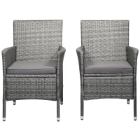 Outsunny 2 Piece Patio Armchair Wicker Chair Outdoor Modern PE Rattan w/ Cushion Grey(m-8)