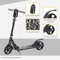 Soozier Foldable Kick Scooter with Adjustable Handlebar, Disc Brake, Rear Brake, 7.75'' Big Solid Wheels and Shock Absorption System, 100kg Capacity for 14+ Teens Adult Kids(m-6)