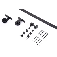 HOMCOM Modern 6FT Interior Sliding Barn Door Kit Hardware Set - Black Carbon Steel(m-2)