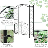 Outsunny 85" x 19" Metal Garden Arch & Gate with Elegant Scrollwork - Perfect for Climbing Vines and Outdoor Weddings(m-3)