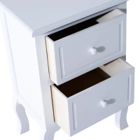 HOMCOM Night Stand Bedside End Table Wooden Bed Side With 2 Drawer White(m-7)
