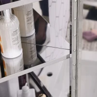 kleankin 30 Inch x 18 Inch x 11 Inch Corner Medicine Cabinet, Wall Mounted Mirror Cabinet with Double Doors and 3 shelves, Multipurpose Storage Organizer for Bathroom(m-12)