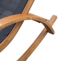 Outsunny Wooden Mesh Patio Rocking Chaise Lounge Outdoor Recliner Chair with Pillow – Black & Teak(m-7)