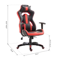 HOMCOM High Back Gaming Chair Bucket Seat with Pillow and Build-in Lumbar Racing Style Adjustable Swivel Recliner Home Red(m-3)