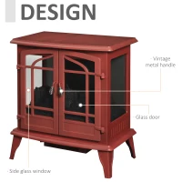 HOMCOM Electric Fireplace Heater, Fireplace Stove with Realistic LED Flames and Logs, Remote Control and Overheating Protection, 1400W, Red(m-4)