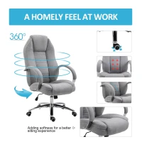 Vinsetto Office Chair Ergonomic Design Linen Surface Foam Padded w/ Adjustable Height & Armrest Gray(m-4)