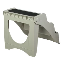 Open Box PawHut 3 Step Portable Folding Pet Stairs Ramp Easy Climb Step Stool With Anti-Slip Mat - Cream White(m-7)