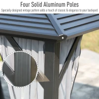 Outsunny 10' x 10' Steel Hardtop Gazebo Garden Sun Shelter with Mosquito Netting and Curtains Hanging Hook Aluminum Frame(m-6)