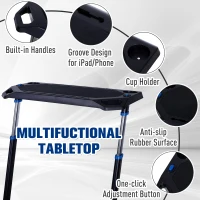 Vinsetto Height Adjustable Mobile Computer Desk with Wheels, a Simple Yet Modern Design & a Multifunctional Desktop(m-4)