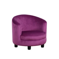 Qaba Velvet Kids Armchair Kids Furniture with Armrest, Plastic Legs - Purple(m-1)