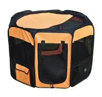 PawHut 34-inch Pet Playpen Soft Dog Cat Exercise Pen Soft Kennel Crate Folding Portable(m-1)