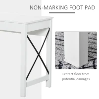 HOMCOM Home Office Computer Desk with Lower Storage Cabinet and X Bar Metal Frame, White(m-6)