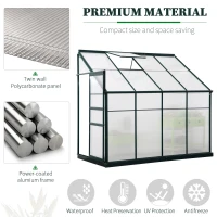 Outsunny Walk-In Garden Greenhouse Aluminum Polycarbonate with Roof Vent for Plants Herbs Vegetables 8' x 4' x 7' Green(m-5)
