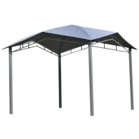 Outsunny 9.8' x 9.8' Outdoor Patio Gazebo Pavilion Canopy Tent Steel- Grey(m-1)