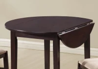 Monarch 3 Piece 36" Round Wooden Drop Leaf Table and Chairs Dining Set - Cappuccino Brown / Beige(m-3)