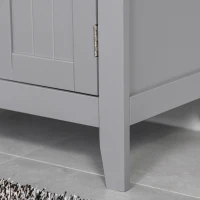 kleankin Bathroom Floor Cabinet, Freestanding Bathroom Storage Cabinet with 2 Open Shelves, Double Doors and 2 Adjustable Shelves, Small Cabinet for Bathroom, Washroom, Gray(m-11)