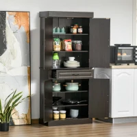 HOMCOM 70.75" Freestanding Kitchen Pantry with 4 Doors, and 2 Large Cabinets, Tall Storage Cabinet with Wide Drawer for Kitchen Dining Room, Coffee(m-9)