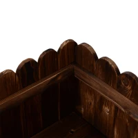 Outsunny 40" x 16" x 12" Raised Planter Box Garden Scalloped Edge Wooden(m-7)