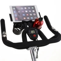 Soozier Stationary Exercise Bike with Deluxe Design Triangular Stand with Adjustable Resistance 28lbs Flywheel Phone Pad and Bottle Holder and LCD Monitor for Home Cardio Workout Fitness(m-11)