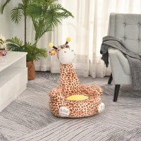 Qaba Giraffe Kids Chair Sofa Flannel Covered Armchair Stick Horse Child Chair with Padded Seat for 18-36 Months - Brown(m-2)