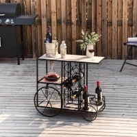 HomCom 16-Bottle Mobile Bar Cart with Wine Rack Storage, Featuring an Elegant Design & Three Shelves for Storage/Display(m-8)