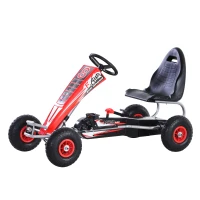 Aosom Pedal Go Kart, 4 Wheels Pedal Ride On for Boys & Girls with Rubber Wheels, Adjustable Seat & Sharp Handling - Red(m-8)