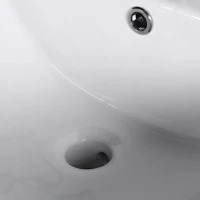Kleankin 21.25"x 18.25" Bathroom Vessel Sink Modern Under Counter Bathroom Basin Ceramic Vanity Art Basin - White(m-11)