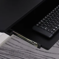 HOMCOM L-Shaped Corner Computer Office Desk Workstation with Elevated Shelf, Rolling Keyboard Tray, & Convenient CPU Stand, Black(m-12)