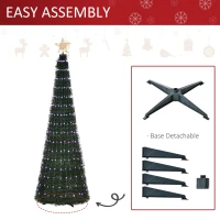 Outsunny 6ft Tall Pre-lit Slim Artificial Outdoor Christmas Tree Easy Assembly Pull Up Pop Out Yard Decoration with 304 Multi-Color LED Lights(m-7)