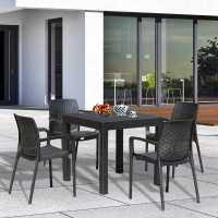 Outsunny 5pc All Weather Resin Patio Dining Set Garden Outdoor Chair Table Furniture, Black(m-1)
