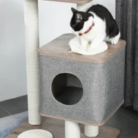 PawHut 34" Cat Tree Tower Activity Center with Natural Jute Scratch Material, Cushions on Each Platform, & Condo Area(m-11)