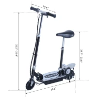 Qaba Adjustable Folding Electric Seated E-Scooter Battery Powered Motorized Bike Black(m-3)