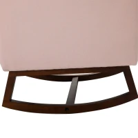 HOMCOM Accent Lounge Rocking Chair with Solid Curved Wood Base and Linen Padded Seat, Pink(m-19)
