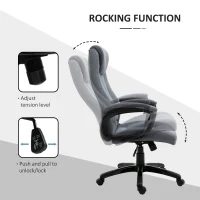 Vinsetto Fabric Home Office Chair, Computer Desk Chair with Tilt Function, Executive Chair with 360° Swivel, Adjustable Height, Padded Armrests and Headrest, Gray(m-5)