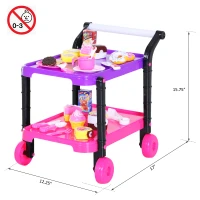 HOMCOM 25 pcs Kids Cart Cake Pretend Play Playset Educational Toy(m-3)