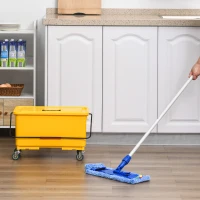 HOMCOM Cleaning Tool Set with Microfiber Mop Pads, Bucket, Squeegee, Scrubber, Scrapers, Spray Bottle for Floor, Glass Door, Window, Car Windshield, Multi-Color(m-2)