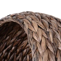 PawHut Handwoven Elevated Cat Bed with Rotating Basket and Soft Cushion, Wicker Cat Egg Chair with Stand, Brown(m-9)