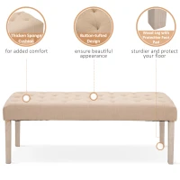 HOMCOM Modern Simplicity Household Bed End Footstool with Soft Sponge Cushion  52" W  Beige(m-5)