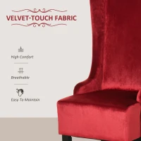 HOMCOM Retro High Back Upholstered Accent Chair Armless Velvet Living Room Chair with Curved Backrest and Birch Legs, Red(m-5)