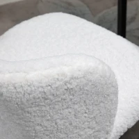 HOMCOM Faux Fur Home Office Chair, Accent Swivel Desk Chair, Makeup Vanity Seat with Adjustable Height, White(m-14)