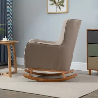 HOMCOM Modern Rocking Chair Sofa Armchair Modern Accent Chair with Thick Padding, Winged Back for Living Room, or Bedroom, Greige(m-10)