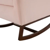HOMCOM Accent Lounge Rocking Chair with Solid Curved Wood Base and Linen Padded Seat, Pink(m-20)