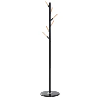 HOMCOM 69" Metal Freestanding Modern Tree Branch 6 Wooden Rack Coat Rack With Marble Base - Black(m-1)