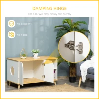 PawHut Cat Washroom with Damping Hinge, Multiple Storage Places, Adjustable Partition(m-6)