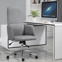 Vinsetto High Back Office Computer Chair with Breathable Fabric, Padded Armrest, and Swivel Wheels - Grey(m-2)