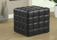 Monarch Leather-Look Cube Ottoman - Black(m-2)